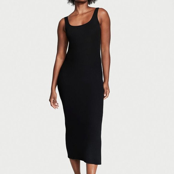 Victoria's Secret Black Sleeveless Ribbed Modal  Slip Dress Size - XL - Picture 2 of 5